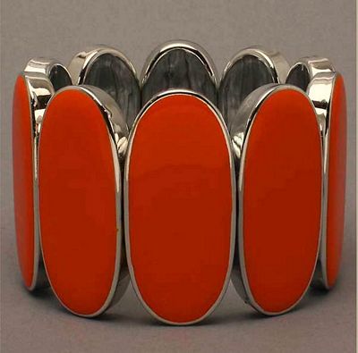 Bracelet Orange Lucite Stretch with Ovals